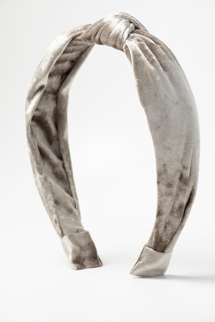 Top Knot Headband in Crushed Silver Velvet